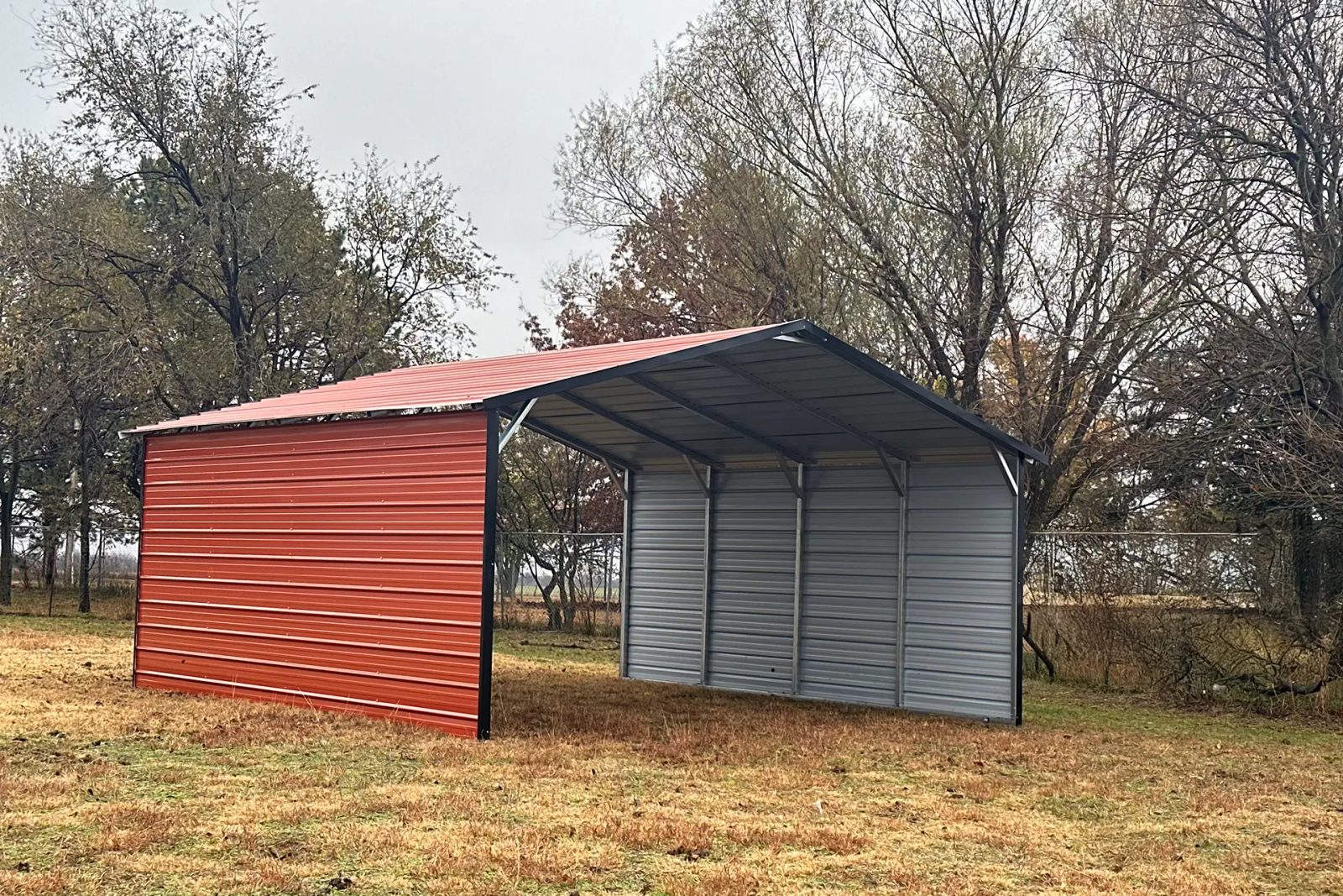 East TX Carports red double wide carport with full sides