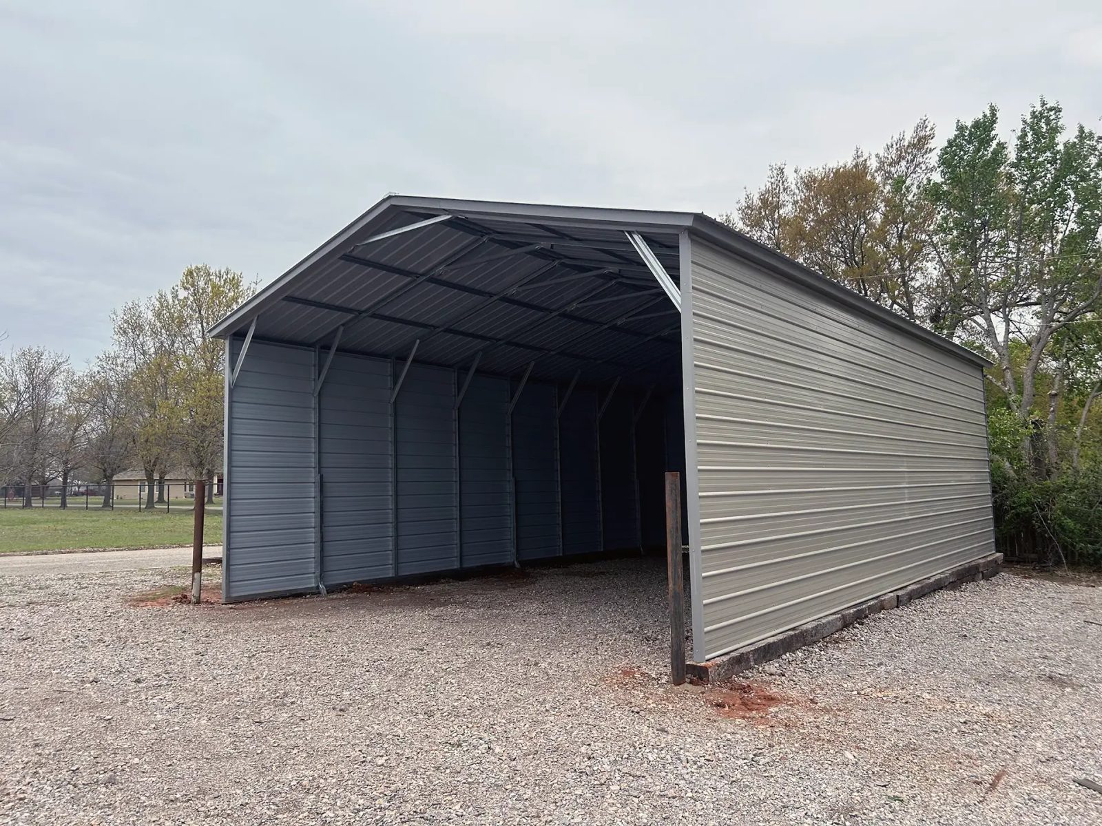 East TX Carports enclosed white RV carport